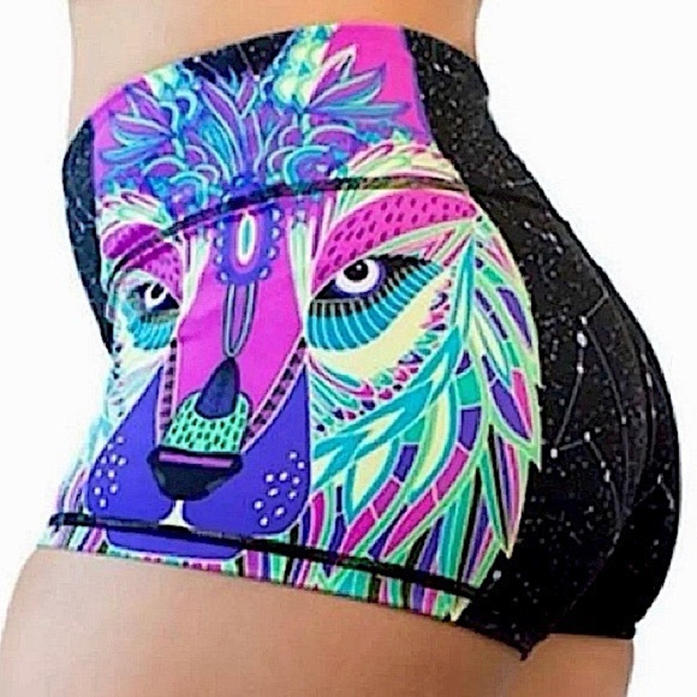 Feed Me Fight Me Women shorts small athletic lift work out Starry Black nwot
